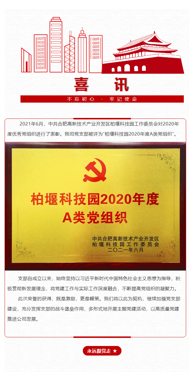 喜讯！安徽8188cc威尼斯党支部荣获“柏堰科技园A类党组织”称呼.png